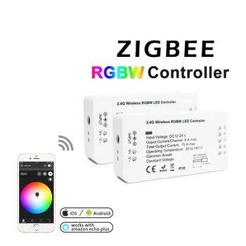 ZIGBEE ZLL Smart RGBW Kontrolieris, DC12/24V,APP kontroles Dual baltās un krāsu,Krāsu un Spilgtuma Regulēšana,LED Strip