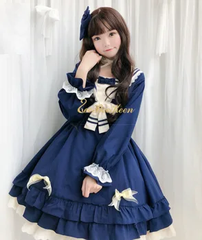 Zila/sarkana Cute Princese Kleita Meitenēm Ziemassvētku Jaunā Gada Dāvanu, Brīvdienu Puse Drēbes Anime Cosplay Kostīmu Tumši Sievietēm
