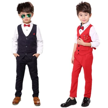 Zēni Formālu Uzvalku Kāzām Balli Puse, Uzvalku, Kleitu bērni Ravēšana Komplekti Vestes Bikses 2gab Kostīmi Bērniem Dzimšanas dienas Uzvalks Komplekts