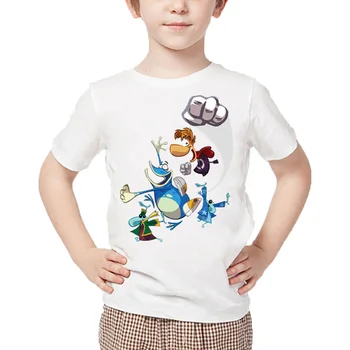 Zēni Karikatūra Rayman Legends Piedzīvojumi Spēle Druka T kreklu Bērnu Meiteņu Vasaras Balts Tops Bērniem Gadījuma Smieklīgi T-krekls,HKP5204