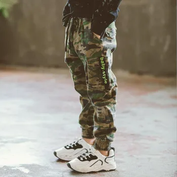 Zēnu Bikses Bērniem Outwear Camo bikses Kids Armija Dizains Krāsains bikses bērniem, pavasara rudens kamuflāžas bikses pusaudžu elsas