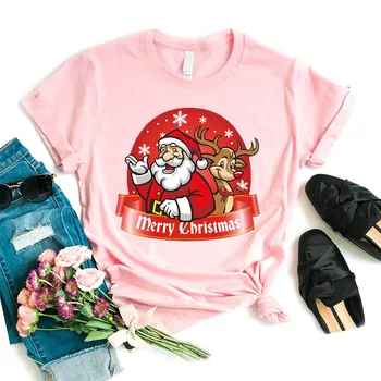 Zēnu un Meiteņu Modes Kokvilnas T-krekls Ziemassvētku Drukāšanas Lielgabarīta T Krekls Vasaras Harajuku T Vīriešiem/Sievietēm Unisex t-veida