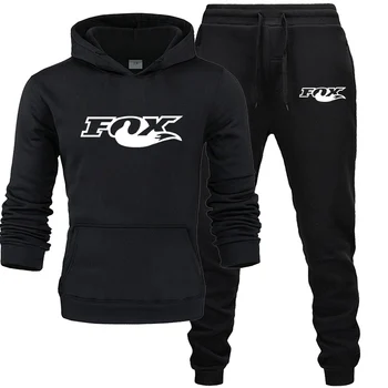Zīmola apģērbi Vīriešu modes sporta Fox gadījuma sporta vīriešu sporta krekls pelēkā vārna Sporta apģērbu pelēkā vārna + bikses vīriešu sui