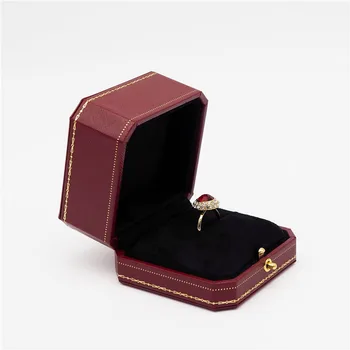 Ādas papīra jewellry kastes un iepakojuma kāzu gredzenu gadījumā, dāvanu kastē Bezmaksas piegāde