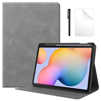 Ādas Stand Case For Samsung Galaxy Tab S6 Lite 10.4 collu SM-P610 615 Tablete PU Ādas Smart Cover Tablete Gadījumā +filmu Pildspalvu