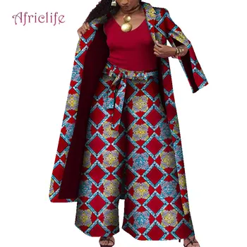 Āfrikas Kleitas Sievietēm Elsas Uzvalks Ir 2021. Garš Mētelis un Plašu Elsas ar Jostu Rudenī, Ziemā Silts Apģērbs Izdrukāt Uzvalki Apģērbu WY8479