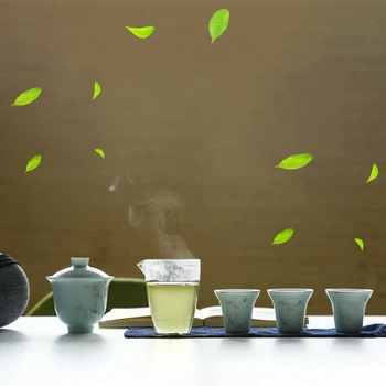 Ārā Portatīvo Ceļojumu Tējkanna, kas Ar 3 Mini Tases 1 gaiwan Porcelana Japāņu Tējas Komplekts Gaiwan Ceremonija Uzstādīt Sadzīves vīna komplekts