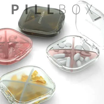 Četri Tīkli Nodalījuma Ceļojumu Pillbox Portatīvo Tablete Organizators Medikamentu Uzglabāšanas Tvertni Gadījumā Medicīnas Komplekts Veselības Aprūpes Rīki