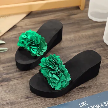 Čības sieviešu apģērbi 2019 vasaras jaunā modes sandales Dāmas Tupele Iekštelpu Āra iešļūcenes, Pludmales Apavi petaloid Dizaina sandales