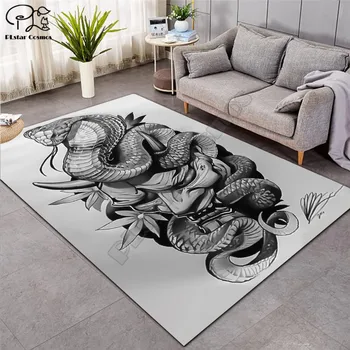 čūska smieklīgi paklāju Laukumā Anti-Skid Zonas Grīdas Paklājs 3D Paklāju neslīdoša Mat Ēdamistaba Dzīvojamā Istaba Mīkstas Guļamistabas Paklāju stils-03