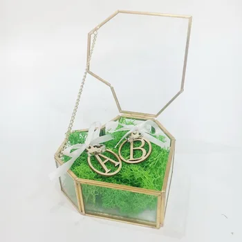 Ģeometrisko vintage sirds formas stikla kāzu gredzenu lodziņu, kāzu dāvanas viesiem mūžīgo ziedu rotājumu uzglabāšanas tvertnes