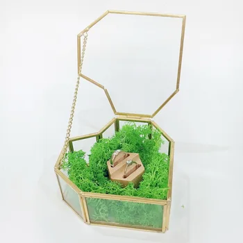 Ģeometrisko vintage sirds formas stikla kāzu gredzenu lodziņu, kāzu dāvanas viesiem mūžīgo ziedu rotājumu uzglabāšanas tvertnes