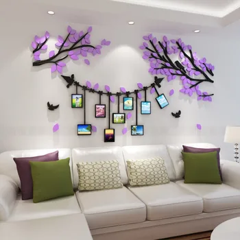 Ģimenes Foto Koks Artistc 3D Sienas Uzlīmes, Akrila Tapetes Dzīvojamā Istaba Guļamistaba Virtuves Dekoratīvās Uzlīmes Sienu Dekors Plakāts