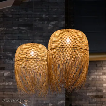 Ķīniešu Bambusa Piekariņu Gaismas ziemeļvalstu Dizaina virtuves Karājas Spuldzes Mājas Dekori Apgaismes Japāņu Bēniņi LED Piekares Aprīkojums