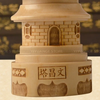 Ķīniešu Feng Shui 3D Modeli Persiku Koka Wenchang Pagoda Tornis Statuja, Suvenīru, Dāvanu, Mājas Apdare, roku darbs