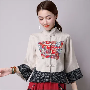 Ķīniešu Tradicionālajā Tērpā Sieviešu Klasisko Jauno Gadu Izšuvumi Tang Uzvalks Qipao Top Hanfu Veļa Etniskā Vintage Puse, Deju Apģērbi
