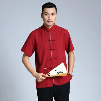 Šanhajas Stāsts Ķīniešu Stilā Tang Masta Augšas Vīriešu Kokvilnas, Linu Krekls Gadījuma Vīrietis Mandarīnu Apkakles Apģērbs Brīvs Plus Lieluma Apģērbu