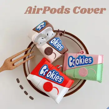 Šokolādes chip cookies sarkana Vaniļas 3D gadījumā AirPods 1 2 pro maksas kaste mīksta silikona Bezvadu bluetooth austiņas segtu coque