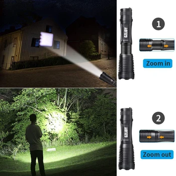 Ūdensdrošs LED Lukturīti, Super Spilgti Velosipēdu Gaismas 5 Apgaismojuma Režīmi Zoomable Taktiskās Lāpu Using18650 Akumulatoru ar Dāvanu