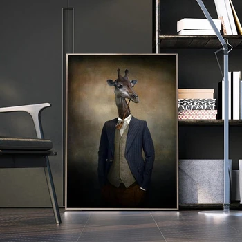 Žirafe Uzvalku Audekla, Gleznas Pie Sienas, Mākslas Dzīvniekiem, Plakāti Un Izdrukas Smēķēšanas Žirafe Kanvas Bildes Dzīvojamā Istaba